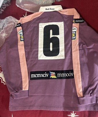 Supreme FW24 Chest Stripe Cotton Embroidered Rugby Purple