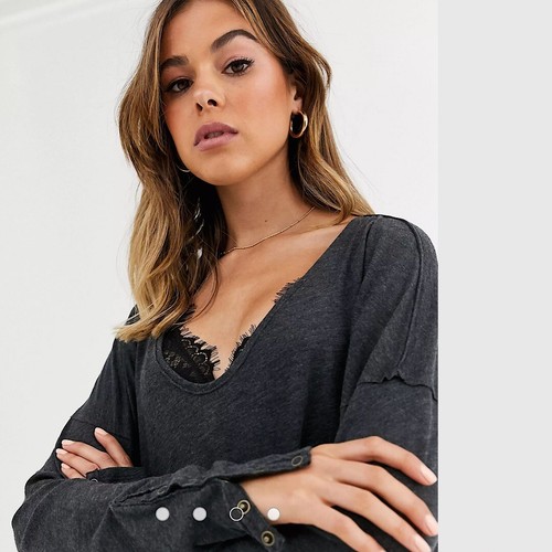 Free People Neu mit Etikett We The Free Sienna T-Shirt Oberteil XSmall XS schwarz neu - Bild 3 von 4