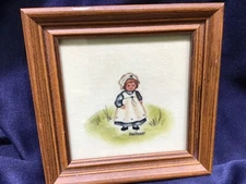 THEOREM PAINTING JEAN HENRY oil on velvet FRAMED COUNTRY PRIMITIVE LITTLE GIRL