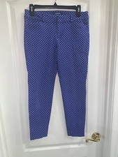 Old Navy Women  s Pixie Mid Rise Ankle Pants Flower Design Blue  White Size 4