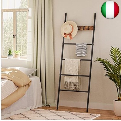 Portasciugamani Da Terra BAKAJI Modello Milano - 3 Aste Regolabili, Base Rotonda, Colore Bianco - Foto 4