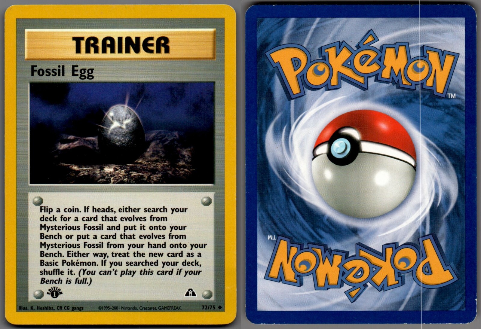 2001 Pokemon, Neo Discovery, #72/75 Fossil Egg, 1st Edition, Uncommon