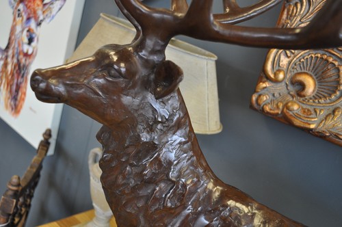 Bronze Stag Sculpture Real Bronze Stag Large Red Deer Figure Impressive statue - Picture 14 of 19