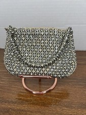 Antique Child's Rhinestone Beaded czechoslovakia Zipper Purse