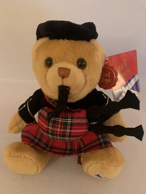 Scottish Piper Bear Teddy Kilt Bagpipes Soft Plush Tags Keel