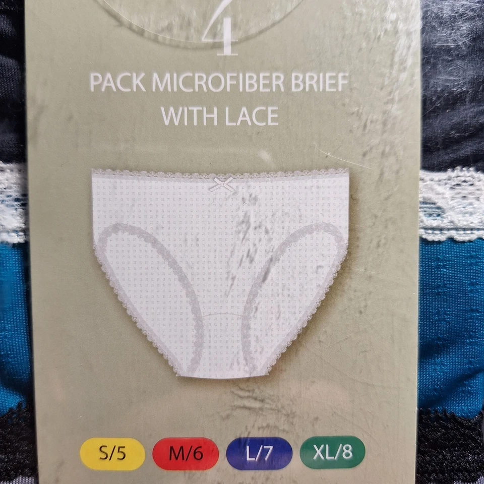 Paquete de 4 calzoncillos de microfibra con encaje Karen Neuburger para mujer talla pequeña S/5 corte alto Foto 3 de 4