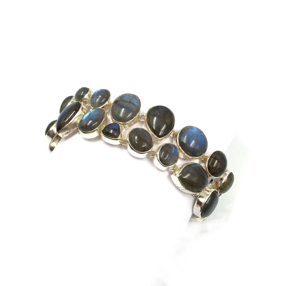 Bracciale 16,0-20,5 cm in argento 925 labradorite cabochon gioielli da donna ... - Immagine 4 di 4