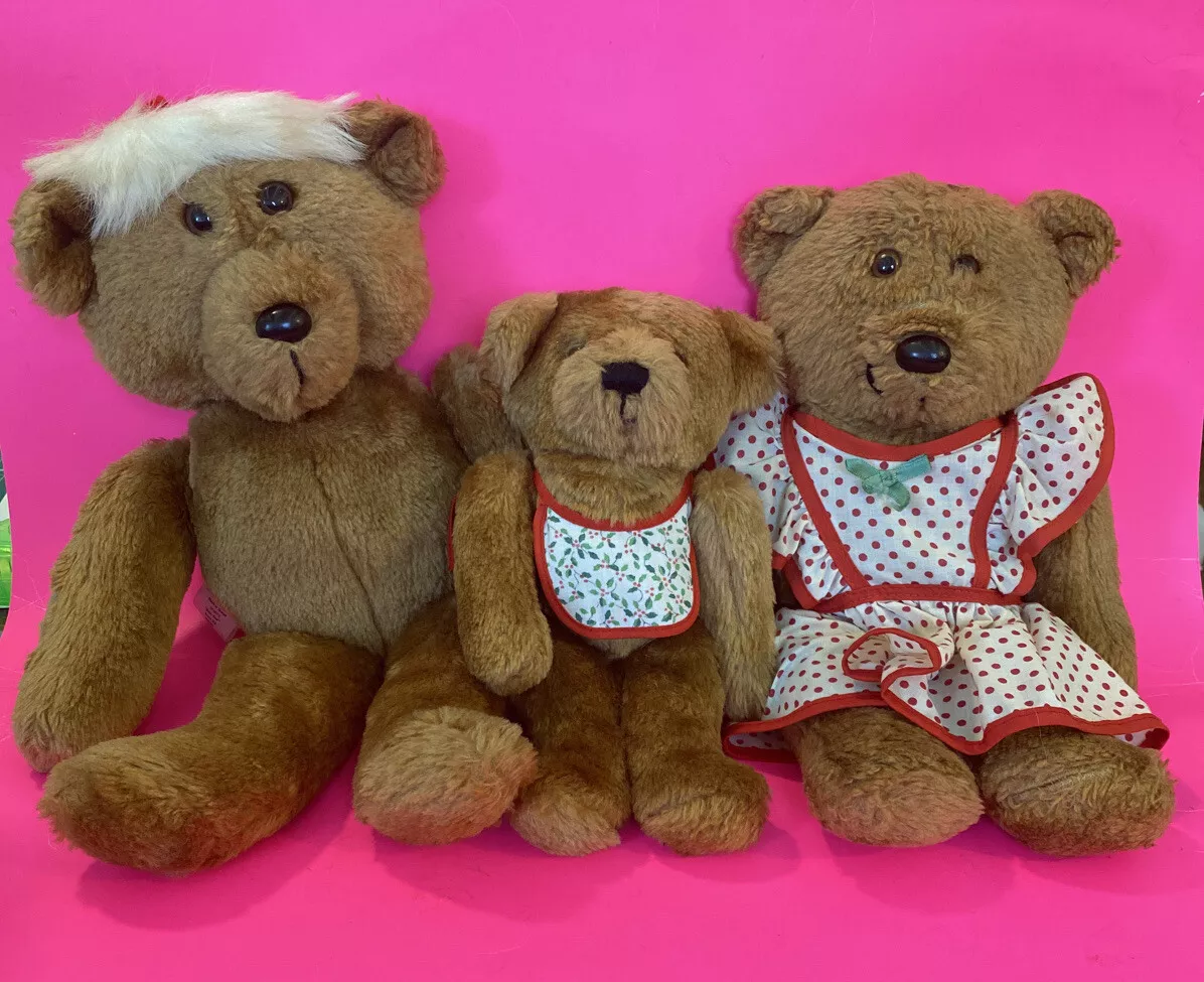 VINTAGE HALLMARK 1984 CHRISTMAS BEAR PLUSH JOINTED BEAU BEA BO BO BEARS LOT 3