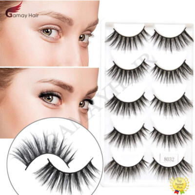 Natural Fashion 5 Pairs Mink Long Thick False Eyelashes Full Volume Strip Lashes