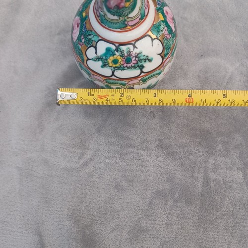 Jarrón de porcelana chino de colección Qing Famille rosa pintado a mano flor pájaro esmalte dorado - Imagen 14 de 17