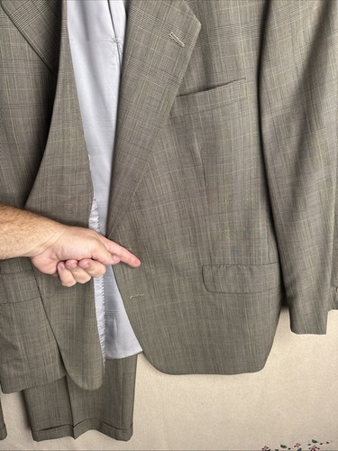 Hart Schaffner Marx 2 Piece Suit 44L 43X29 Gold Trumpeter Brown Glen Plaid stain - Picture 4 of 19