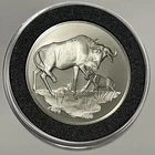 African Wildebeests￼ Sterling Silver Rare Vintage Proof Coin Round Art Medal