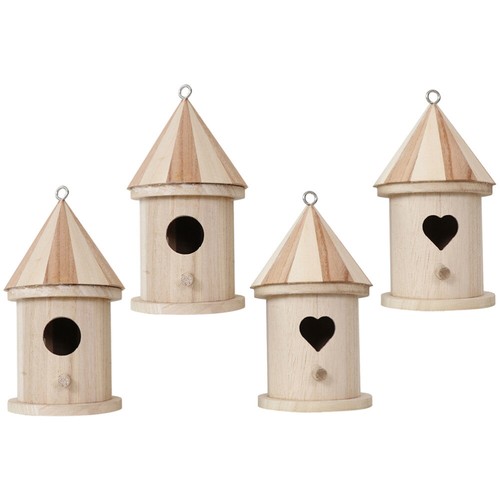 4 Pcs Wooden Bird Nest Ornaments Hanging boutiques Birdhouse Bird's-nest Child