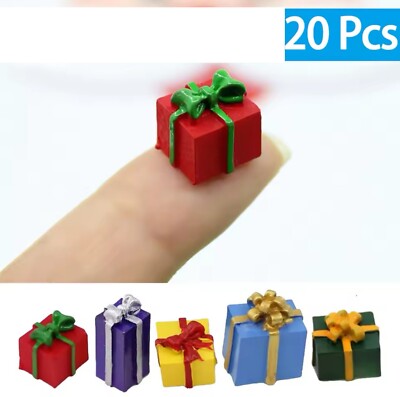 20Pcs 1:12 Miniature Christmas Gift Box Xmas Tree Mini Presents Dollhouse Decor