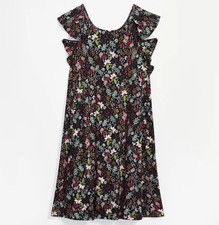 Loft Women's Garden Ruffle Swing Dress Size: XS and Med Forever Navy/Multi