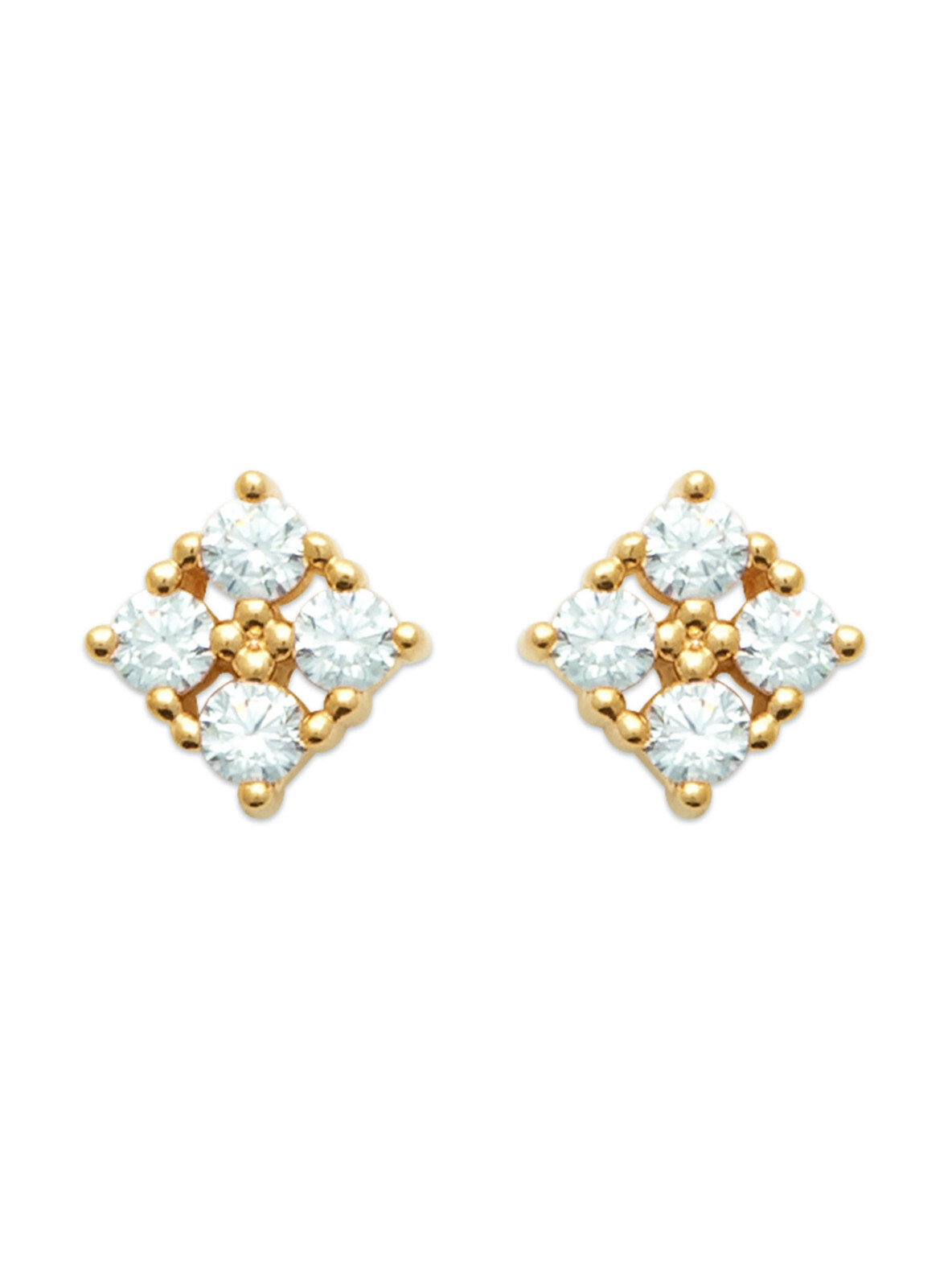 Puces d'oreilles carrées plaqué or et zirconium, le cadeau d'anniversaire idéal pour elle