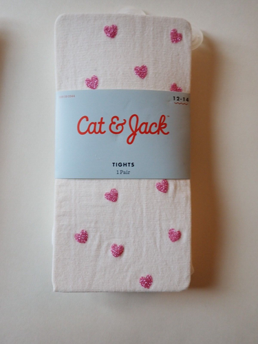 Girls Tights Cat & Jack Size 12-14 Childrens Place Footed 2 Pairs White Pink New - Picture 8 of 10