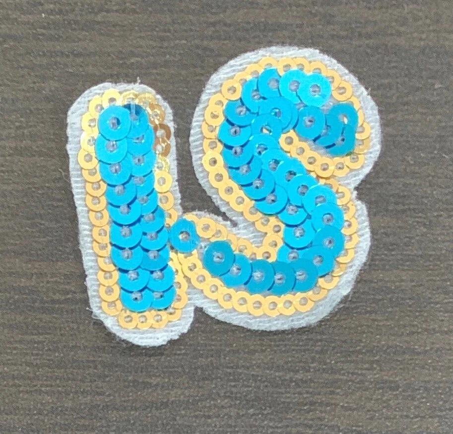 SI Or IS Blue And Yellow Sequin Sew On Patch - Image 2 of 4