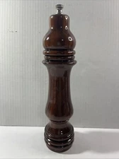 Vintage Wooden 10.5” Pepper Grinder Mill Stainless Steel Kitchenware Farmhouse
