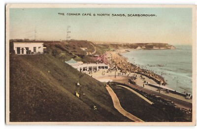 Corner Cafe North Sands Scarborough 1930er Postkarte