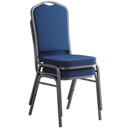10 PACK Crown Back Stacking Banquet Chair with Navy Fabric and Silver Vein Frame - Picture 6 of 6