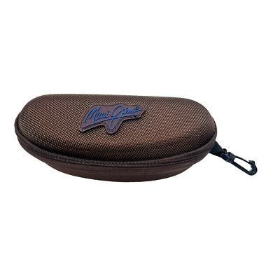 MAUI JIM Sunglasses Hard Clam Shell Zippered Sport Case Brown w/ Carabiner Clip