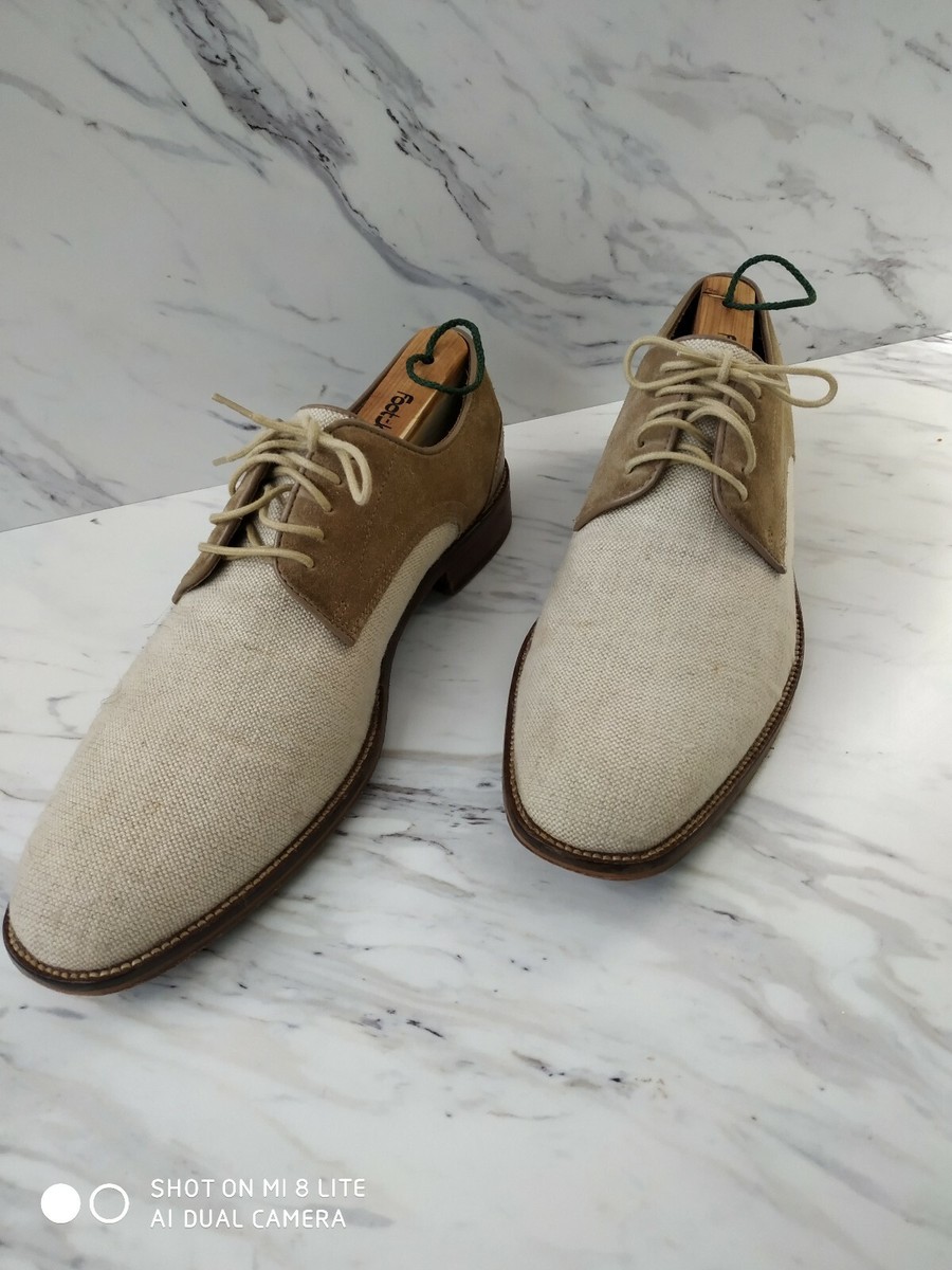 Mens Joseph Abboud Size 9.5 Brown Leather/Canvas Oxford  display picture 3