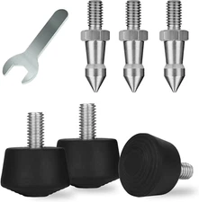 6 Pcs Tripod Spike Feet 1/4-20 Thread Rubber Feet Universal Anti-Slip & Stainles