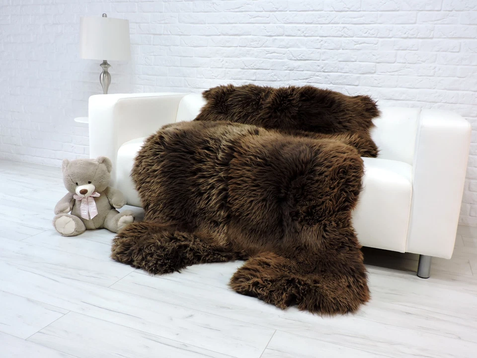 Tapis En Peau D'Ours Brun Géant Épais En Laine Tapis Shag Tapis D'Area 778 - Photo 3/4