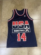 Vintage 1994 Champion USA Alonzo Mourning Sz 36 Small Olympics Blue 90s Jersey