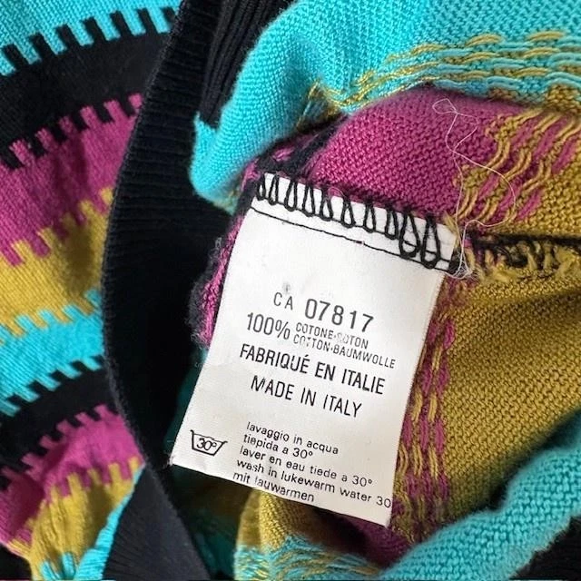 Vintage Mondo di Marco Sweater Mens Medium Striped Colorful Knit Made Italy 90s - Image 4 of 4