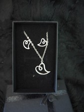 Sterling Silver 925 Openwork Swirl Heart Pendant Necklace Earrings Set