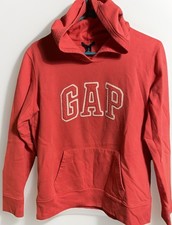 Gap Women Junior's Arch Logo Pullover Hoodie Coral Pink Fleece Sweatshirt Large