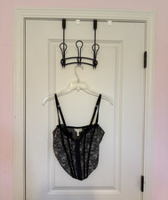 Victoria's Secret Gold Label Black Lace Mesh Underwire Boned Bustier Top S B Cup