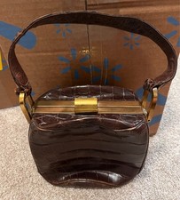 Vintage Brown Crocodile Alligator Leather Handbag