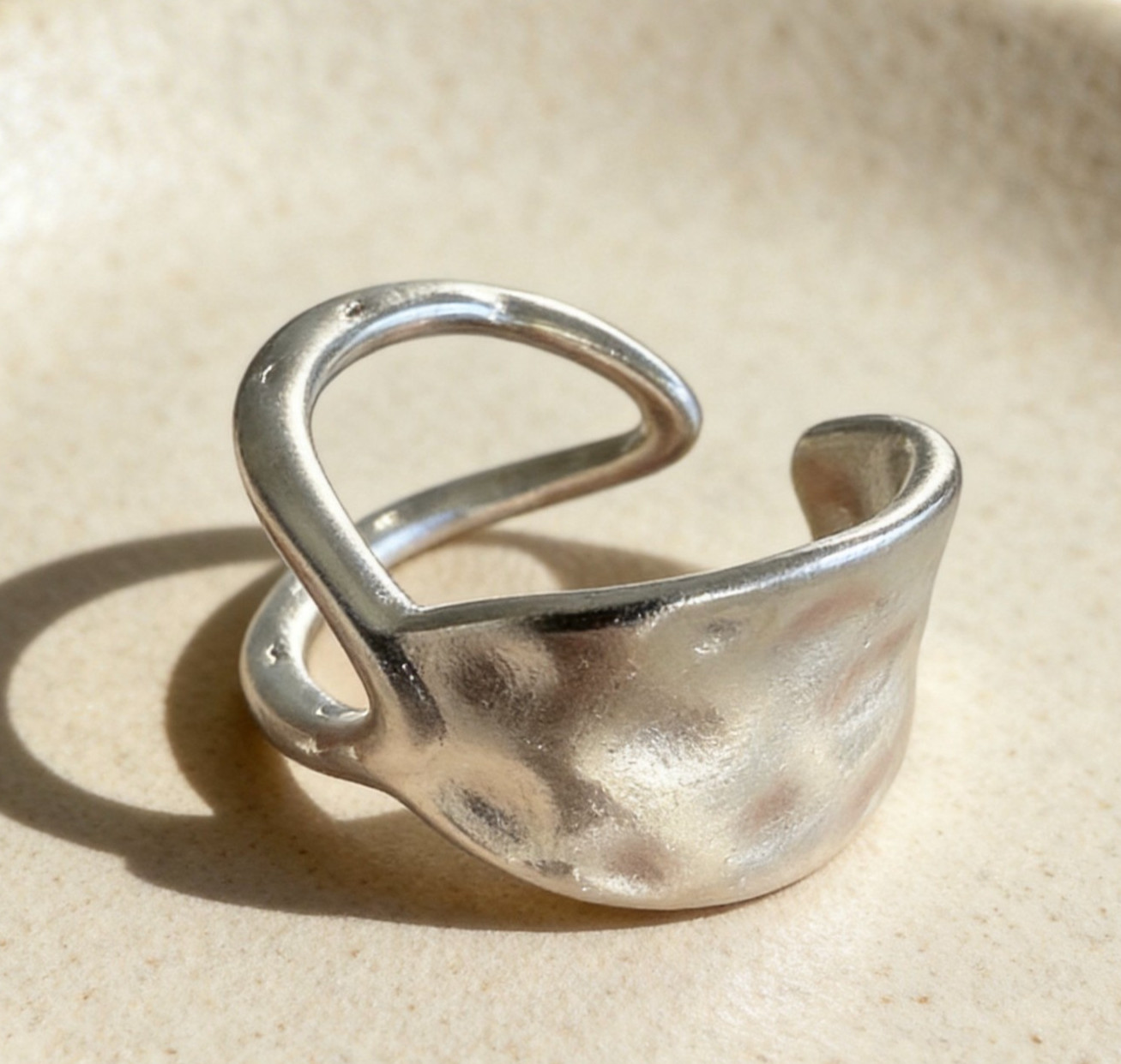 925 Sterling Silver Open Ring,Modern Minimalist Statement Ring