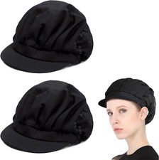 2 Pack Black Half Mesh Chef Hats Unisex Adjustable Cooking Caps for Kitchen Work