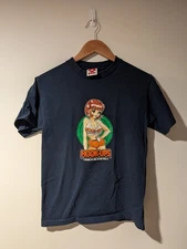 Vintage Y2K Hook-Ups Hooters Server Skatewear Blue Small T-Shirt