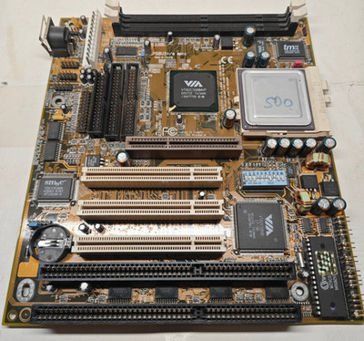 Super Socket 7 AT DFI P5BV3+/E Rev C Motherboard (VIA MPV3) AGP PCI ISA + Bonus