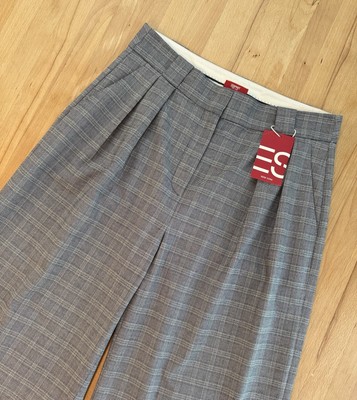 Neu Esprit Weite Stretch Glenchek Karierte Oxford Hose Gr. 36/32