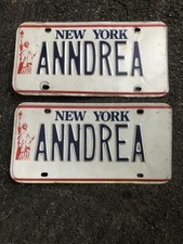 Old New York State License Plate Set Pair Auto Tag ANNDREA