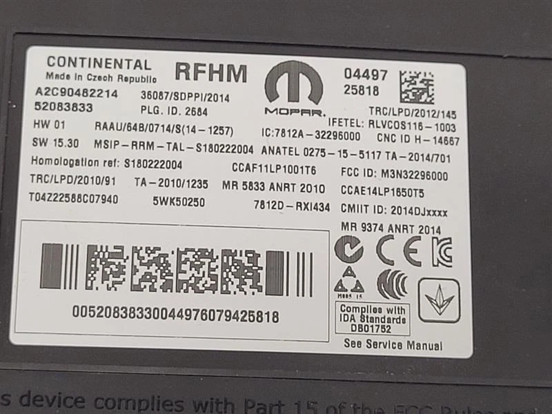 Jeep Renegade TPMS 2015-2020 módulo de monitor de presión de neumáticos Foto 3 de 4