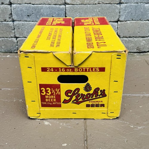 Sthroh’s Bohemian Beer Detroit 24 16oz Glass Bottle Case Box Vtg RARE Yellow Red - Picture 4 of 14