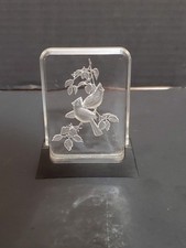 Wildlife Bird Themed Acrylic Paperweight Perched Cardinals On Flowering Branch