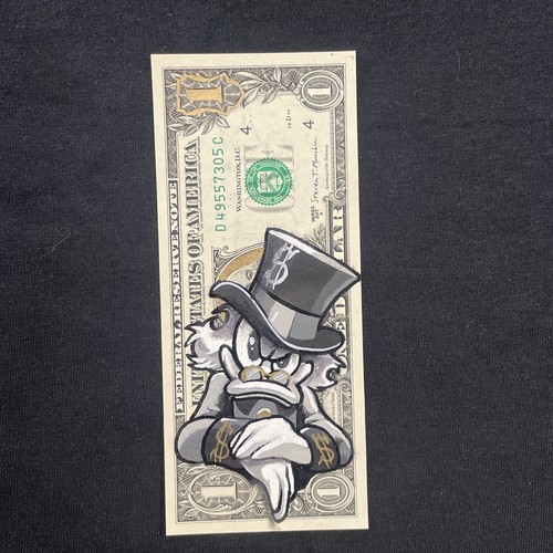 Scrooge Money Mindset 1 Dollar Bill Original painting Graffiti Art Street Art - Picture 6 of 7