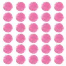 30Pcs Fluffy Soft Faux Fur Pom Poms for Hats with Elastic Loop, Dark Pink