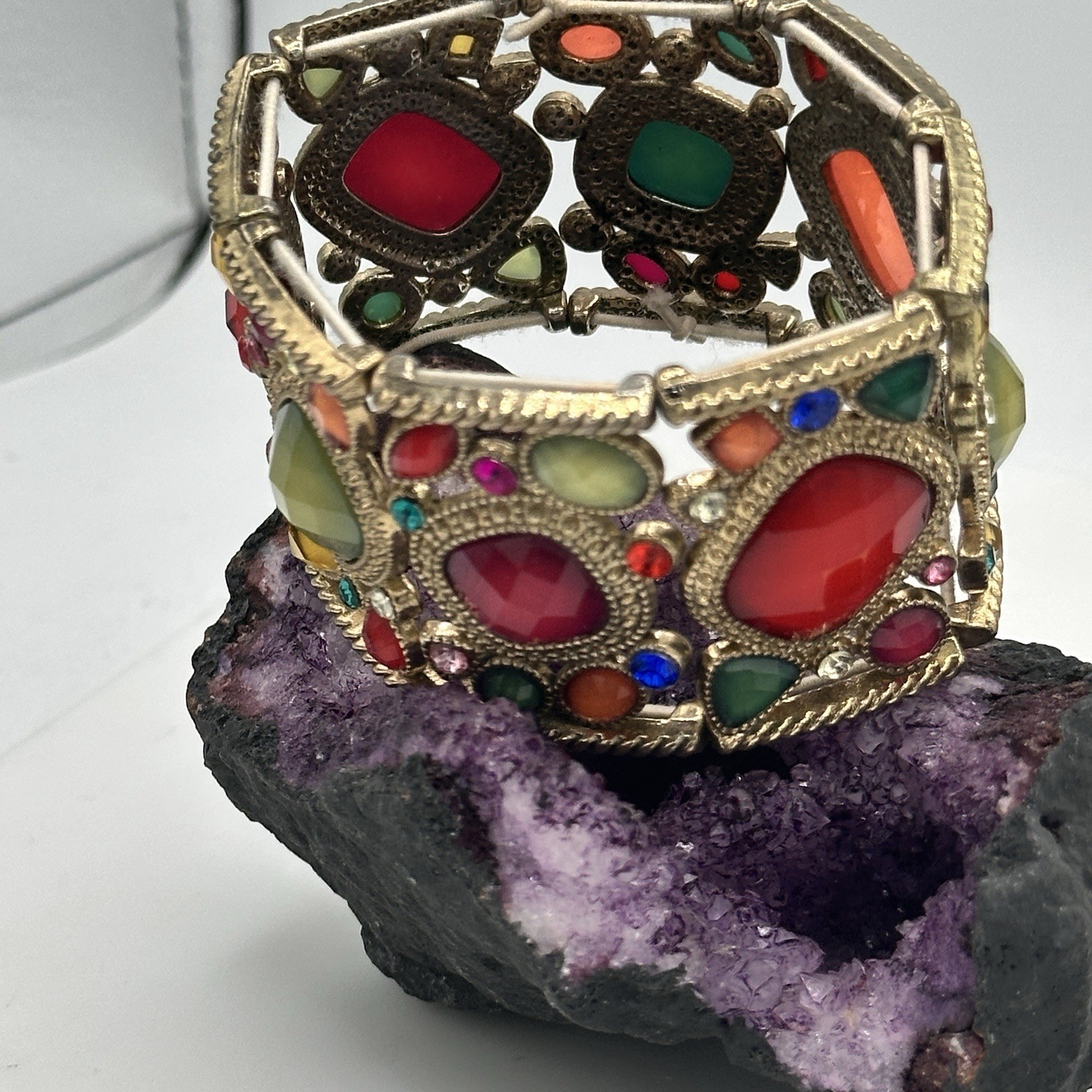 Colorful Multi Stone Statement Stretch Bracelet A… - image 7