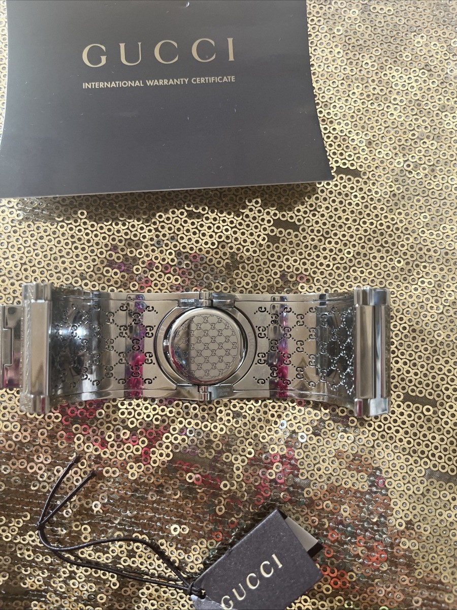 Gucci Wide Twirl Watch Bangle Silver Emboss Logo Swiss Made  display picture 1