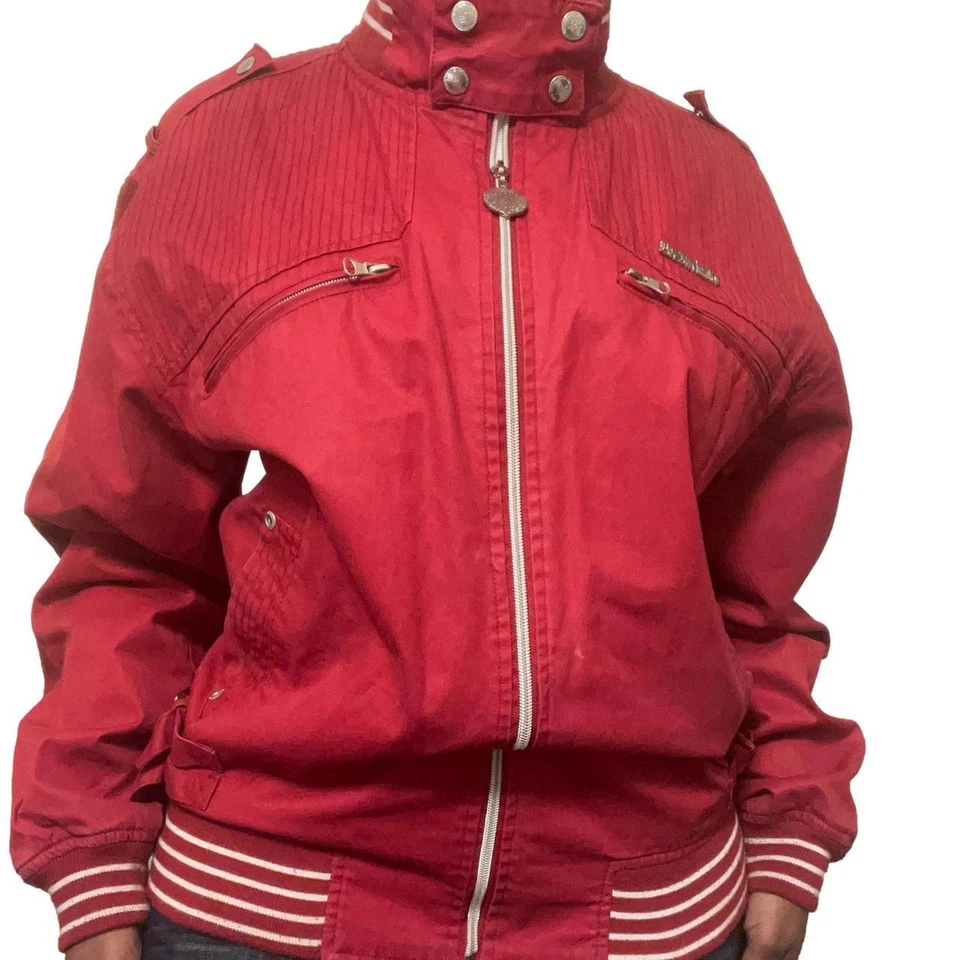 Live Mechanics Jacket Mens Large Red Lined Well Established Motorcycle Moto Y2K - Image 3 of 4