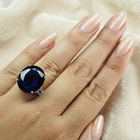 Invaluable Royal Blue Tanzanite Oval 25Ct 925 Sterling Silver White Gold Rings